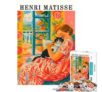 Puzzle da 1000 pezzi in stile Henri Matisse raffigurante una donna con un gatto Gioco impegnativo ed educativo adatto a partire dai 14 anni Dimensioni 38x52cm