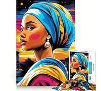 Puzzle da 1000 pezzi in stile Pop Art raffigurante una ragazza con un orecchino di perla, ideale per adulti Migliora la memoria e allevia l'ansia Decorazione murale dai bordi netti (38x26cm)
