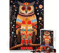 Puzzle da 1000 pezzi in stile tribale con gufo saggio, ideale per adolescenti, per stimolare la mente e favorire il relax Perfetto come regalo invernale (50x75cm)