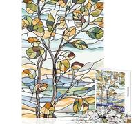 Puzzle da 1000 pezzi in stile vetrata con illustrazione di un albero,giocattoli antistress,ottimo regalo per giochi impossibili,allena il tuo cervello e le tue mani,dimensioni 38x26cm