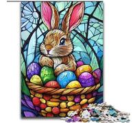 Puzzle da 1000 pezzi in vetro colorato raffigurante un coniglietto pasquale, per adulti e ragazzi, giochi educativi, decorazioni per la casa, regalo di compleanno, regali, arte murale (50x75cm)