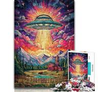 Puzzle da 1000 pezzi in vetro colorato UFO, puzzle da 1000 pezzi per adulti e ragazzi, giocattoli e giochi educativi per adulti e ragazzi, 50x75cm