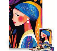 Puzzle da 1000 pezzi in vivida visione fauvista di una ragazza con l'orecchino di perla,ideale per adulti Perfetto per concentrarsi,rilassarsi e divertirsi Taglio liscio Un regalo delizioso (50x75cm)