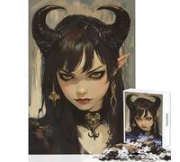 Puzzle da 1000 pezzi Incantatrice Oscura︰ Demone dagli occhi verdi Giocattoli antistress Regalo per compleanni Gioco educativo con poster abbinato e foglio di quiz Dimensioni 50x75cm