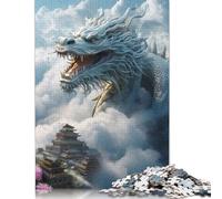 Puzzle da 1000 pezzi "Incontro con il drago asiatico nel cielo" per adulti, puzzle per trascorrere del tempo in famiglia, sfida mentale 1000 pezzi (38x26 cm)