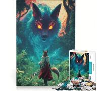 Puzzle da 1000 pezzi "Incontro con lo spirito della volpe e del fuoco", gioco per famiglie, assemblaggio di motivi, con pezzi di forma casuale completamente ad incastro 38x52cm