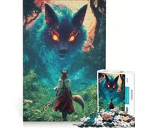 Puzzle da 1000 pezzi "Incontro con lo spirito della volpe e del fuoco", gioco per famiglie, assemblaggio di motivi, con pezzi di forma casuale completamente ad incastro 38x26cm