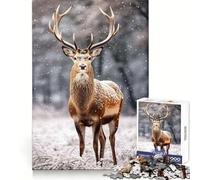 Puzzle da 1000 pezzi "Incontro nella foresta innevata" per adolescenti, stimola la memoria, rilassante, taglio premium, sorpresa di compleanno (38x52cm)