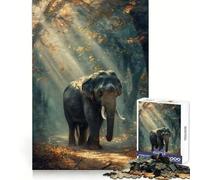 Puzzle da 1000 pezzi "Incontro nella giungla illuminata dal sole" per adolescenti, gioco intelligente per momenti di condivisione, immagine da assemblare, opera d'arte 38x26cm