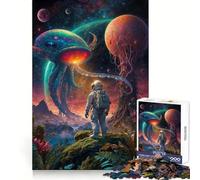 Puzzle da 1000 pezzi "Incontro tra astronauti e alieni" per ragazzi, stimolante per la mente, rilassante e divertente, con taglio netto e allegro, regalo perfetto (50x75cm)