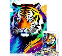 Puzzle da 1000 pezzi incredibile tigre selvatica giocattolo decorazione da parete ottimo regalo e gioco per famiglie con poster abbinato e foglio di quiz dimensioni 38x26cm