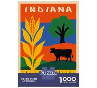 Puzzle Da 1000 Pezzi Indiana Landscape Illustration with Corn And Cow Puzzle Per Adulti Giocattolo Decorazione Da Parete Corsa Di Velocità Manuale Offerta Come Regalo Per Tutta La Famiglia 70x50cm/100