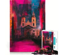 Puzzle da 1000 pezzi "Interno di Cattedrale al Neon" per adulti e ragazzi, gioco di logica, divertimento rilassante, bordi netti, regalo memorabile (50x75cm)