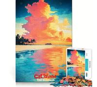 Puzzle da 1000 pezzi Isola dei Gatti Bahamas Poster artistico Incastro perfetto Arte Stimolante per la mente Gioco per il riposo Decorazione murale natalizia (38x26cm)