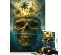 Puzzle da 1000 pezzi "Isola del Teschio con Palme" per adulti, gioco stimolante e divertente, taglio preciso, regalo speciale 50x75cm