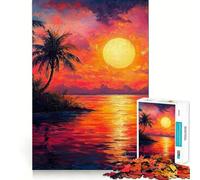 Puzzle da 1000 pezzi "Isola tropicale al tramonto" per ragazzi, ideale per stimolare la memoria e il tempo libero, con bordi netti Un regalo perfetto 50x75cm