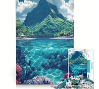Puzzle da 1000 pezzi "Isola tropicale paradisiaca" antistress divertente e spiritoso ideale come decorazione da scrivania 38x52cm