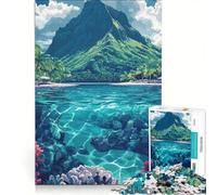 Puzzle da 1000 pezzi "Isola tropicale paradisiaca" gioco rompicapo regalo di compleanno con pezzi a incastro di forma casuale 50x75cm