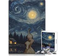 Puzzle da 1000 pezzi ispirato alla pittura di paesaggi della notte stellata per adolescenti,gioco divertente per lo sviluppo cognitivo,regalo speciale per una celebrazione premurosa,dimensioni 38x26cm
