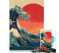 Puzzle da 1000 pezzi ispirato all'opera "La Grande Onda" di Kanagawa, ideale per ragazzi, gioco di logica e attività per la casa, con bordi trasparenti, regalo perfetto 38x52cm