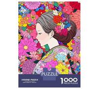 Puzzle Da 1000 Pezzi Japan Woman Kimono Flowers Puzzle Per Adulti Giochi Rilassanti Sfida Difficile Divertimento A Casa Attività, 70x50cm/1000pcs