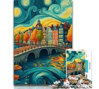 Puzzle da 1000 pezzi "Jigsaw City Under The Night Sky" per adulti sfida difficile antistress migliora l'amore tra coppie (38x26cm)
