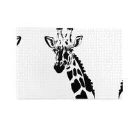 Puzzle da 1000 pezzi Jkiegoq giraffa bianca e nera stampata puzzle educativi in legno intellettuale, puzzle divertenti, gioco antistress