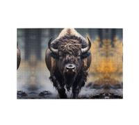 Puzzle da 1000 pezzi Jkiegoq nordamericano bisonte stampato educativo intellettuale puzzle in legno, divertente puzzle, gioco antistress