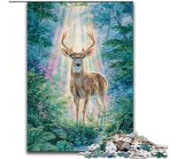 Puzzle da 1000 pezzi Jungle Deer per adulti e adolescenti, giocattoli educativi per l'apprendimento, giochi per famiglie con poster abbinato e foglio di quiz (50x75cm)