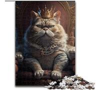 Puzzle da 1000 pezzi "King Cat Impossible Jigsaw Puzzle" per adulti, idea regalo per le feste, opera d'arte umoristica, opera d'arte dettagliata (dimensioni 26x38cm)