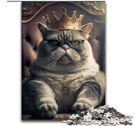 Puzzle da 1000 pezzi "King Cat" per Natale, Halloween, Festa della mamma, Capodanno, Pasqua (dimensioni 50x75cm)