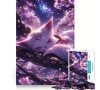 Puzzle da 1000 pezzi "Kitsune addormentata tra i ciliegi in fiore" per adulti, gioco di logica, svago domestico, taglio preciso, regalo affettuoso 38x26cm