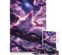 Puzzle da 1000 pezzi "Kitsune addormentata tra i ciliegi in fiore" per adulti, gioco di logica, svago domestico, taglio preciso, regalo affettuoso 38x26cm