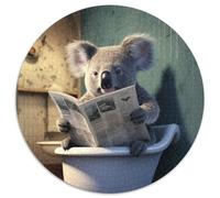 Puzzle da 1000 pezzi Koala che legge il giornale. Puzzle rotondi da 1000 pezzi per adulti, per decorare la casa, allenare il cervello e come regalo per le feste. Dimensioni: 67,5x67,5 cm.