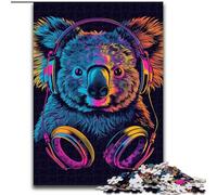Puzzle da 1000 pezzi Koala con cuffie e occhiali da sole in cartone, dimensioni 26x38cm, ideale per il divertimento in famiglia, il relax e come regalo per le feste.