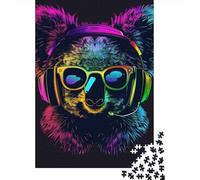 Puzzle da 1000 pezzi Koala con cuffie e occhiali da sole per adulti e adolescenti | Puzzle in legno | Puzzle sostenibile per adulti | Giochi 1000 pezzi (38x26 cm)