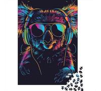 Puzzle da 1000 pezzi Koala con cuffie e occhiali da sole per adulti e adolescenti, regalo di Halloween per adolescenti, uomo e donna, 1000 pezzi (38x26 cm)