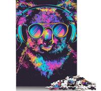 Puzzle da 1000 pezzi Koala con cuffie e occhiali da sole per adulti, puzzle di carta regalo di Halloween per adulti e adolescenti, puzzle educativo da 1000 pezzi (75x50 cm)