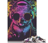 Puzzle da 1000 pezzi Koala con cuffie e occhiali da sole per adulti, puzzle di carta regalo di Halloween per adulti e adolescenti, puzzle educativo da 1000 pezzi (75x50 cm)