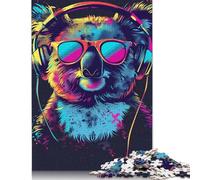 Puzzle da 1000 pezzi Koala con cuffie e occhiali da sole per adulti Puzzle difficili per adulti Puzzle divertenti per famiglie 1000 pezzi (75x50 cm)