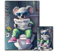 Puzzle da 1000 pezzi "Koala Go Toilet" per adulti, rompicapo stimolante per adolescenti, divertente serata di giochi in famiglia, 26X38CM/10,23x14,96 pollici.