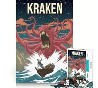 Puzzle da 1000 pezzi Kraken Criptide Folclore Mostro Stampa artistica Taglio perfetto Divertente Problema Risolvi Gioco gratuito Regalo di Natale Arte (38x26cm)