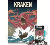 Puzzle da 1000 pezzi Kraken Criptide Mostro del folklore Stampa artistica Taglio preciso Gioco di abilità cognitive Divertimento per il tempo libero Regalo di Natale rilassante (50x75cm)