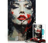 Puzzle da 1000 pezzi "La bella signora dalle labbra rosse" per adolescenti, rompicapo, attività per la casa, taglio premium, articolo di Babbo Natale 50x75cm