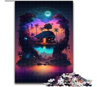 Puzzle da 1000 pezzi "La capanna sull'isola" in legno,intrattenimento rilassante,regalo di Natale perfetto e decorazione per la casa 50x75cm,decorazione artistica fai da te,regalo di compleanno