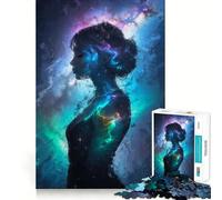 Puzzle da 1000 pezzi "La donna nella galassia" per adolescenti, gioco di puzzle e stimolazione mentale, passatempo rilassante, taglio preciso, regalo delizioso 38x52cm