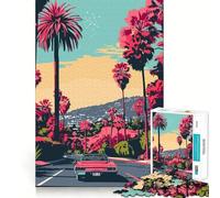 Puzzle da 1000 pezzi LA Evening Vaporwave Fine Joint Divertente Problem Solving Toy Gioco Tranquillo Regalo di Natale Decorativo (50x75cm)
