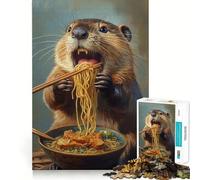 Puzzle da 1000 pezzi "La festa dei noodle del castoro" Gioco decorativo Clean Fit per concentrazione mentale,gioco per momenti di relax,regalo di compleanno (50x75cm)