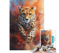 Puzzle da 1000 pezzi La furia del ghepardo Gioco avvincente per coltivare la pazienza Gioco educativo per famiglie Idee regalo divertenti (dimensioni 75x50cm)