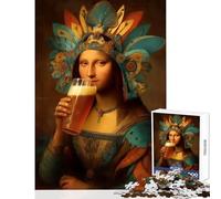 Puzzle da 1000 pezzi La Gioconda che beve birra Decorazione per la casa Giocattoli Ottimo regalo per giochi Gioco educativo Migliora l'amore tra coppie Dimensioni 38x52cm